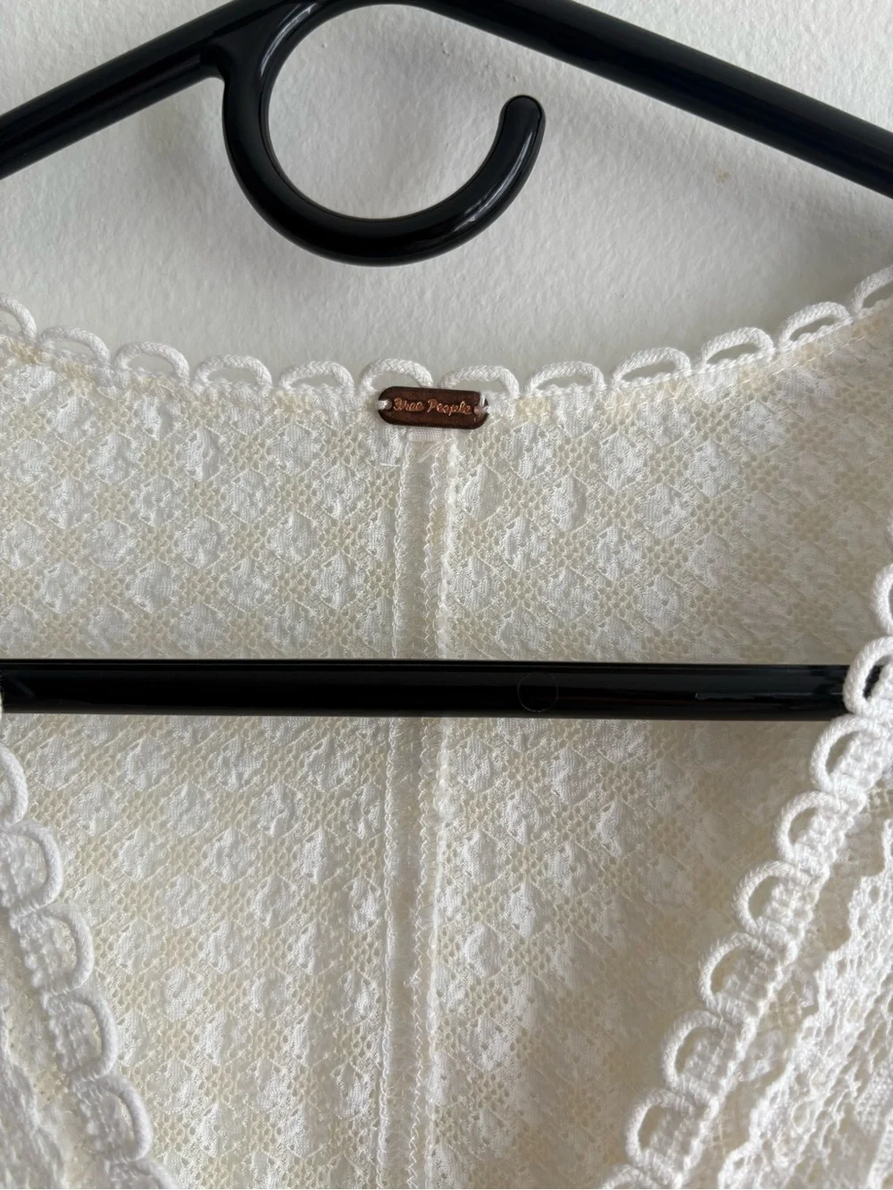 Free People Ivory Lace V-Neck Button-Front Blouse Size XS